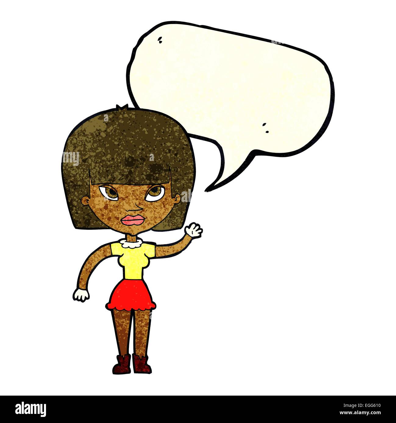 cartoon woman waving with speech bubble Stock Vector Image & Art - Alamy