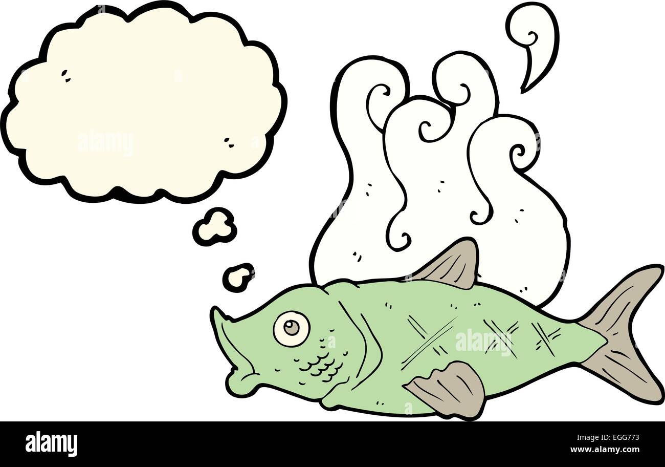 cartoon smelly fish with thought bubble Stock Vector