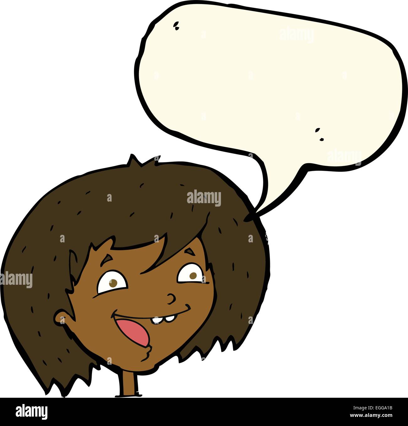 cartoon happy girl with speech bubble Stock Vector Image & Art - Alamy