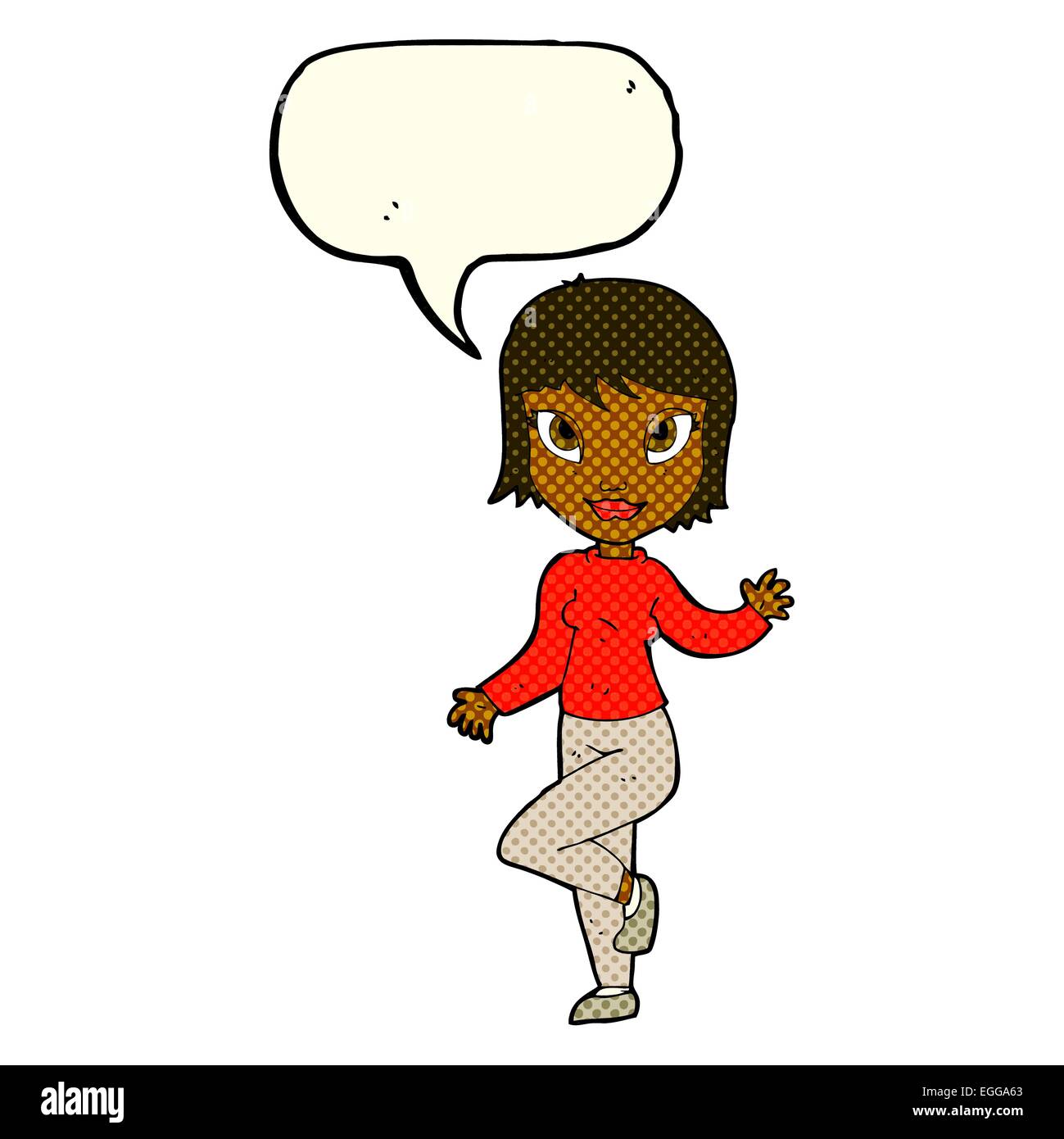 cartoon pretty woman waving with speech bubble Stock Vector Image & Art ...