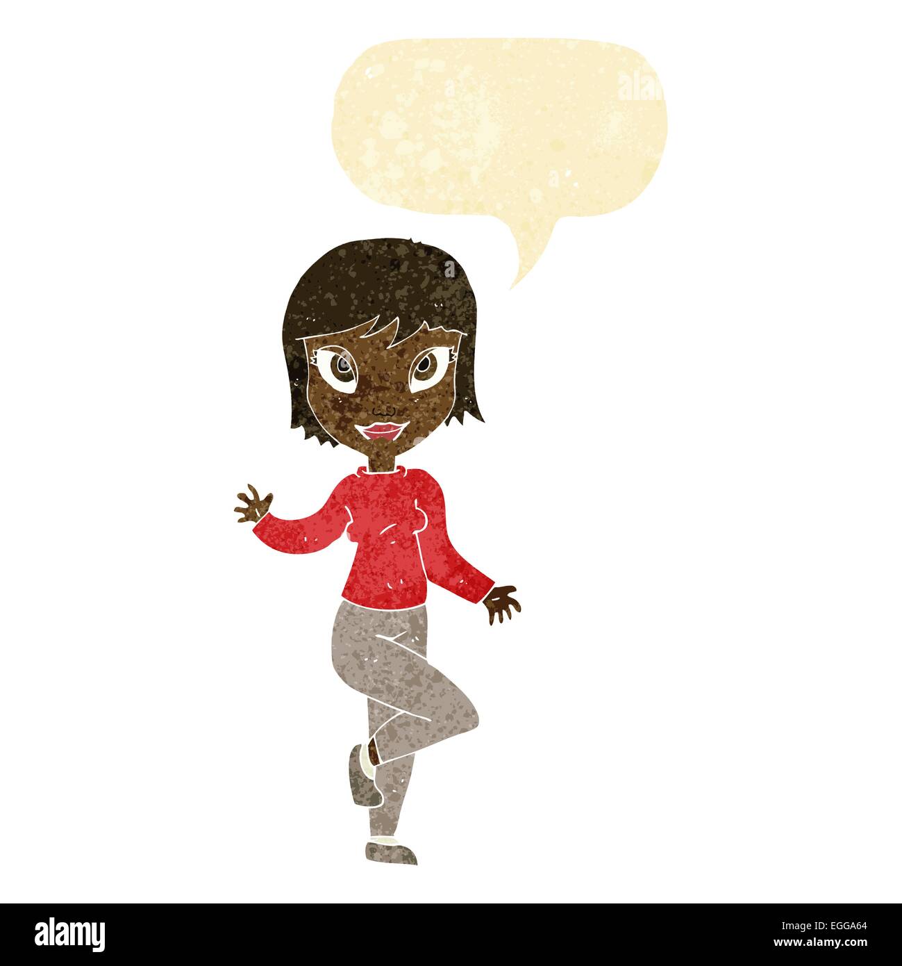 cartoon pretty woman waving with speech bubble Stock Vector Image & Art ...