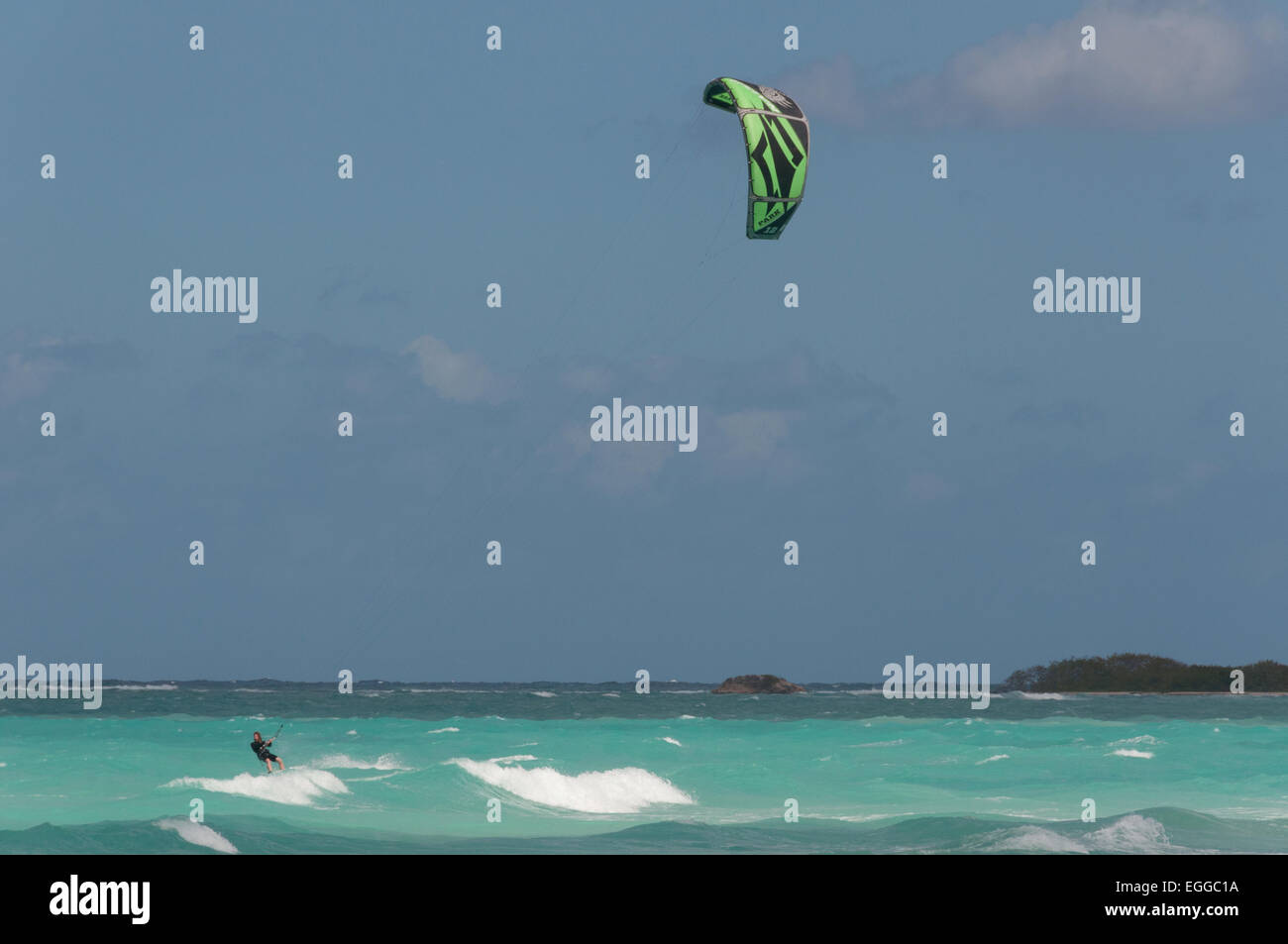 Kitesurfing Cayo Coco Cuba Stock Photo