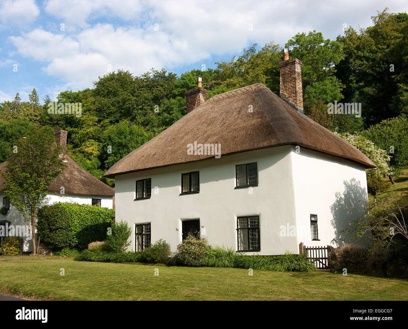 One of many thatched houses in the village of Milton Abbas, Dorset