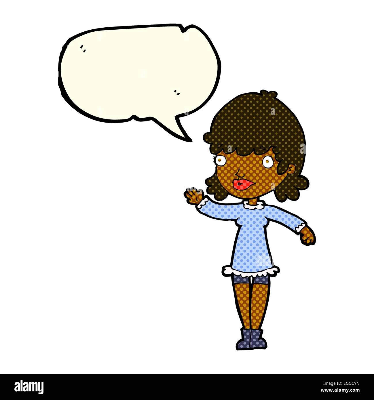 cartoon woman waving with speech bubble Stock Vector Image & Art - Alamy