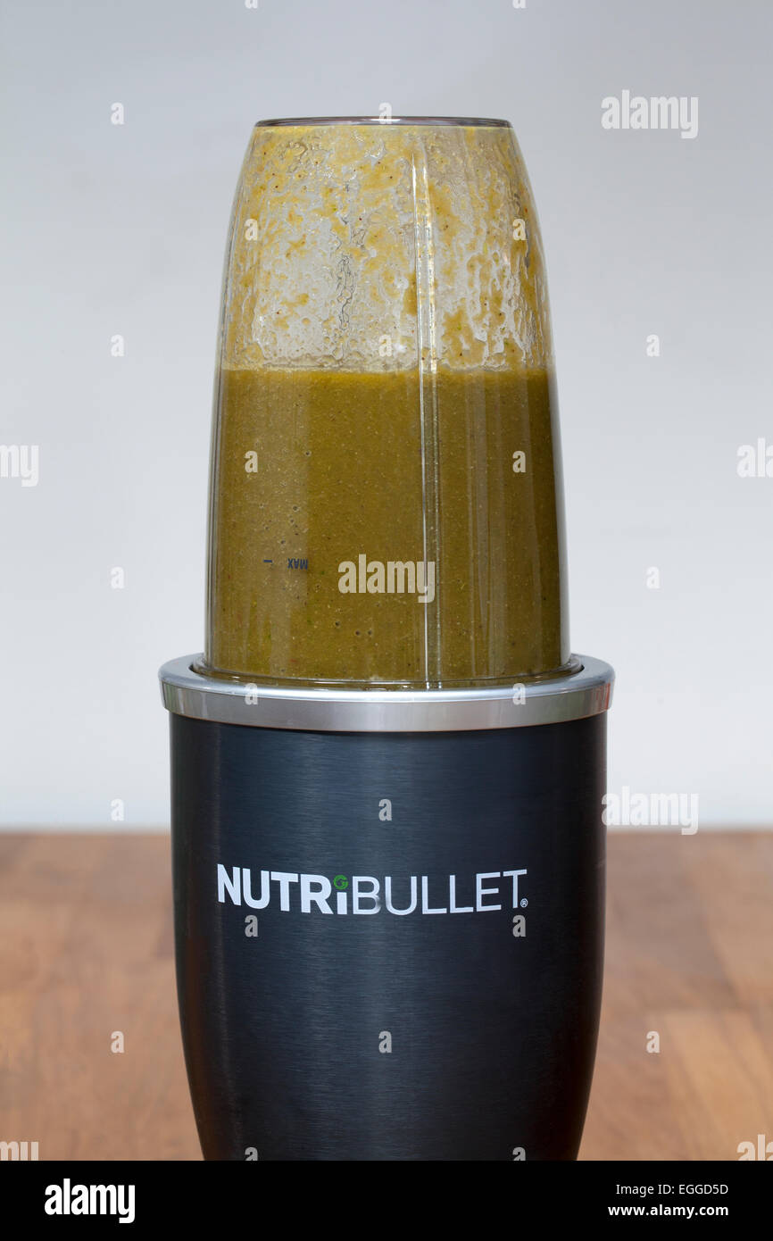 Nutribullet Food Extractor showing fruit and vegetable extraction mixture Stock Photo