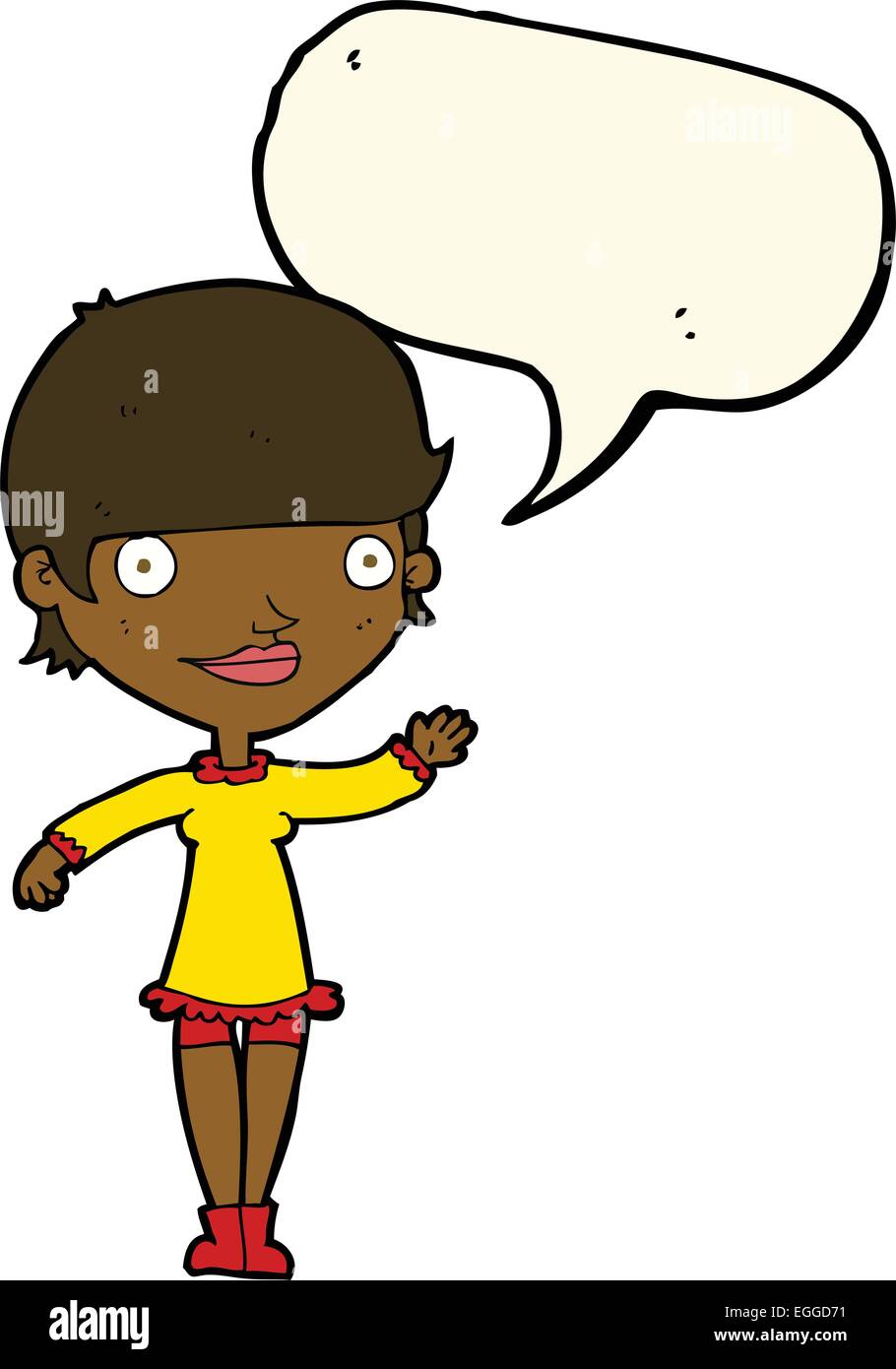 cartoon waving woman with speech bubble Stock Vector Image & Art - Alamy
