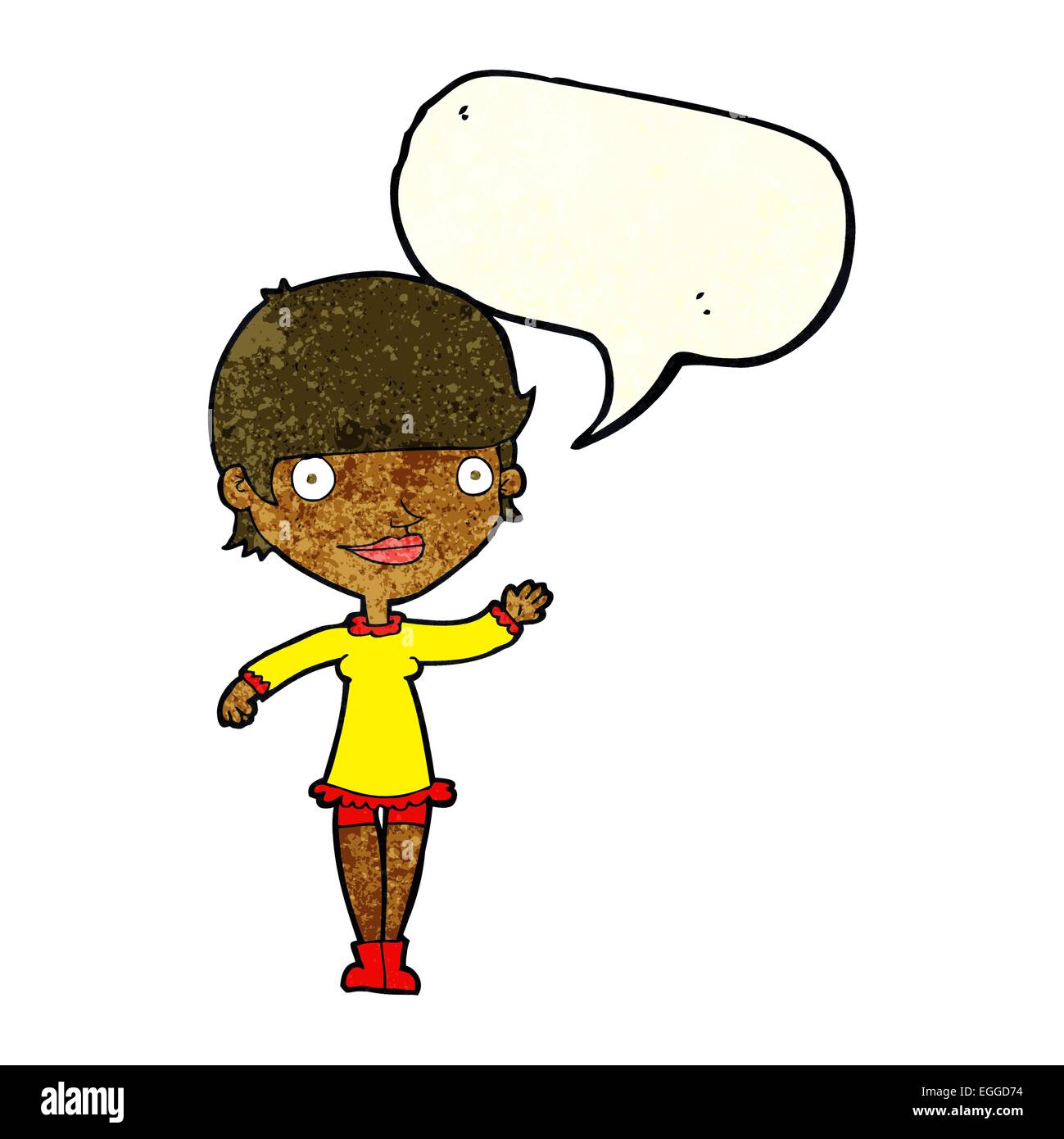 cartoon waving woman with speech bubble Stock Vector Image & Art - Alamy