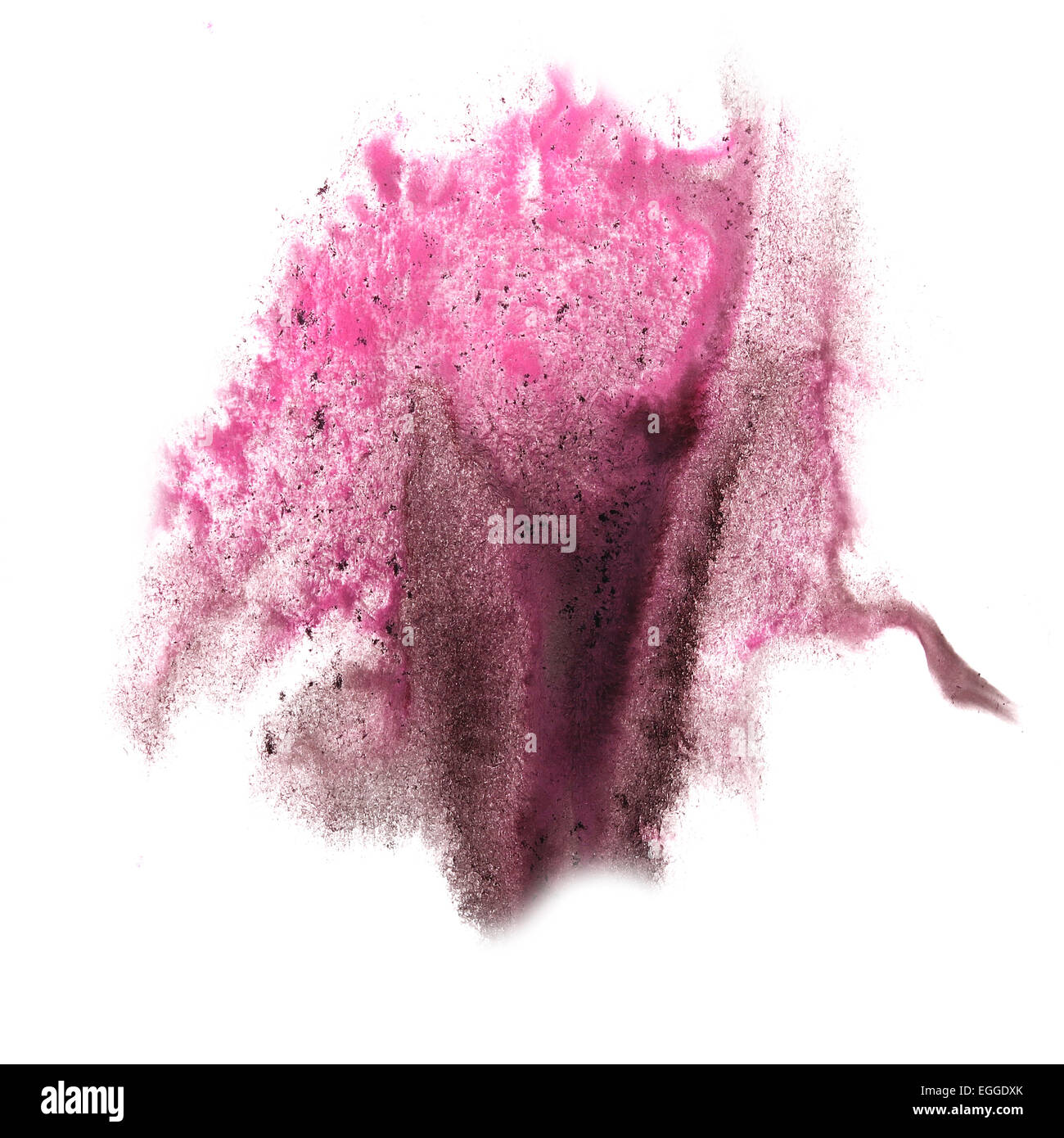 ink blot pink, black splatter background isolated on white hand Stock ...