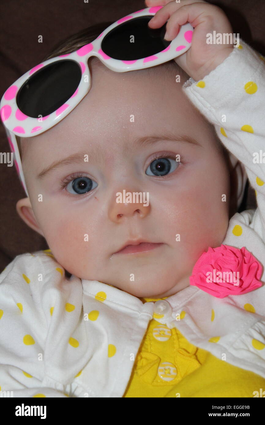 baby girl with sunglasses Stock Photo Alamy