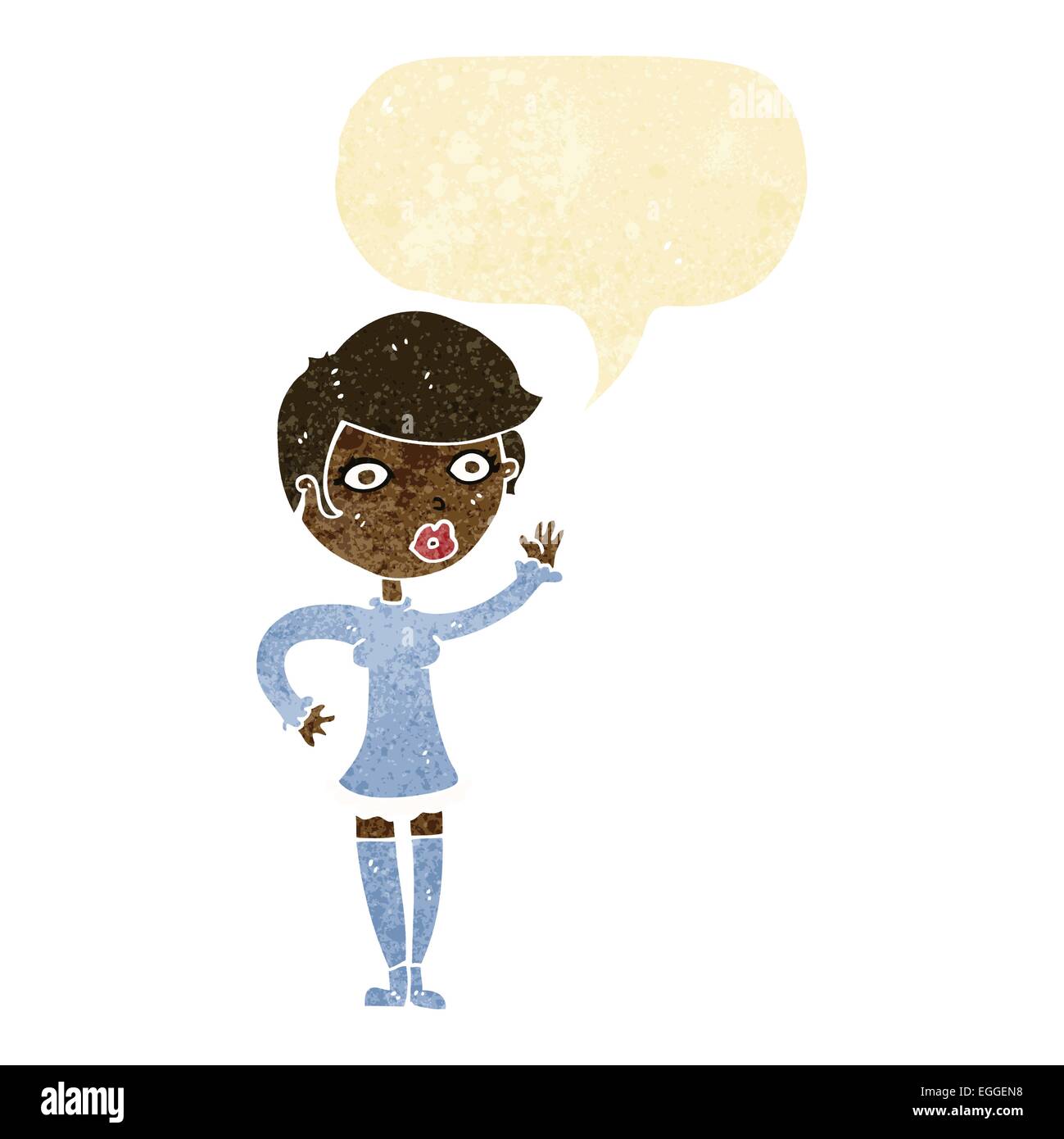 cartoon pretty woman waving with speech bubble Stock Vector Image & Art ...
