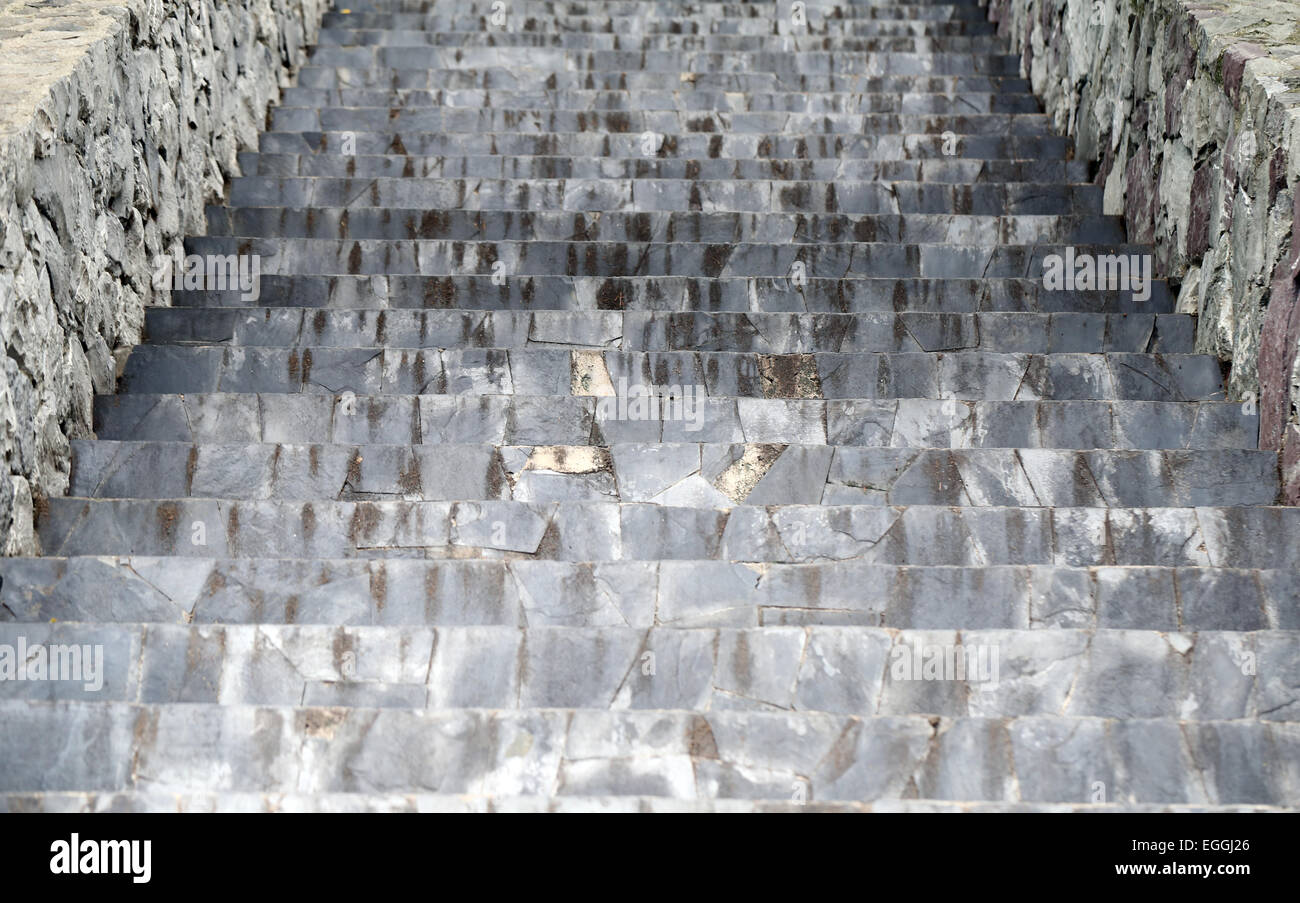 Stair granite of walkway in the garden for background. Stock Photo