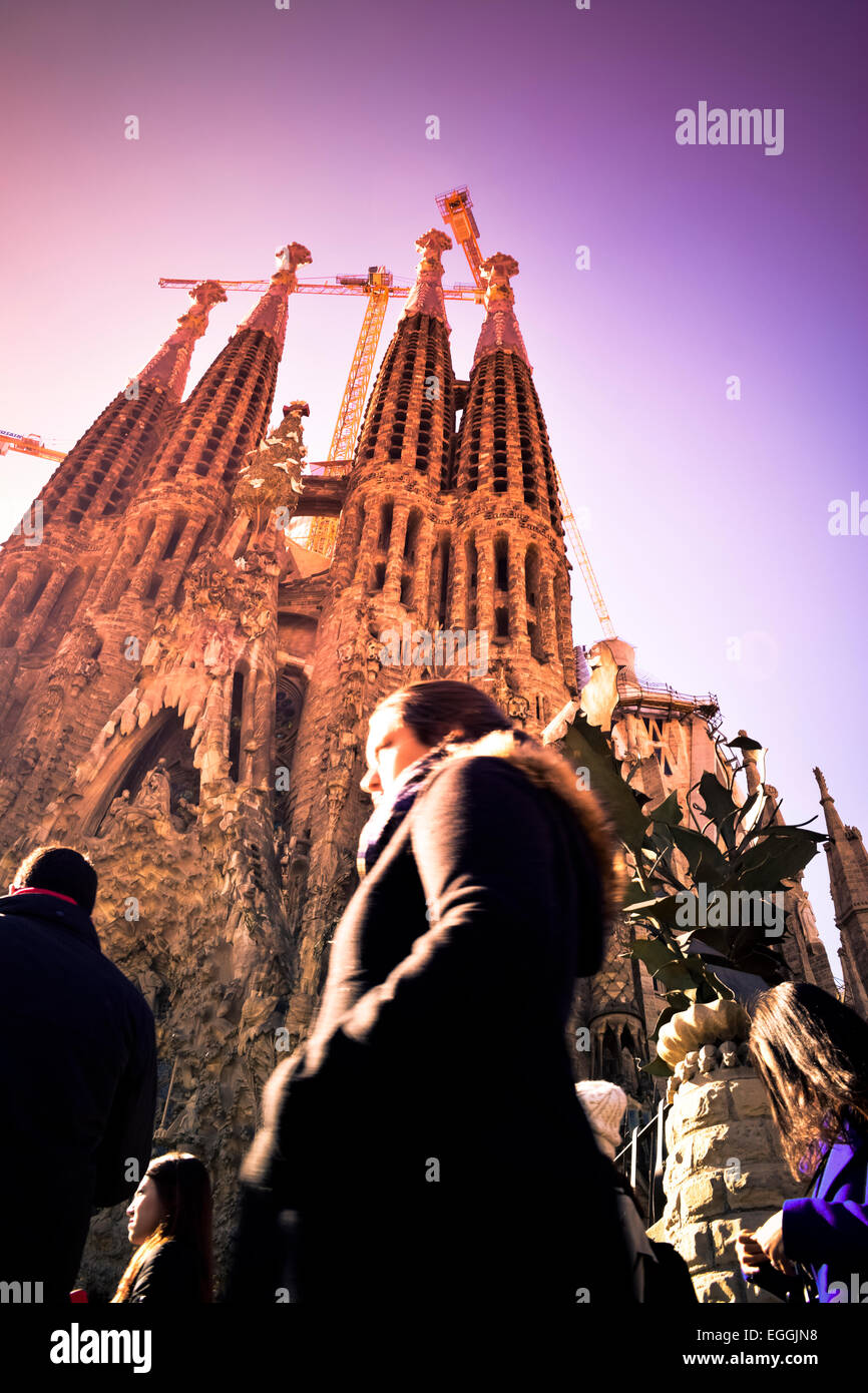 Sagrada familia designed by Antoni Gaudi architect. Barcelona, Catalonia, Spain. Stock Photo