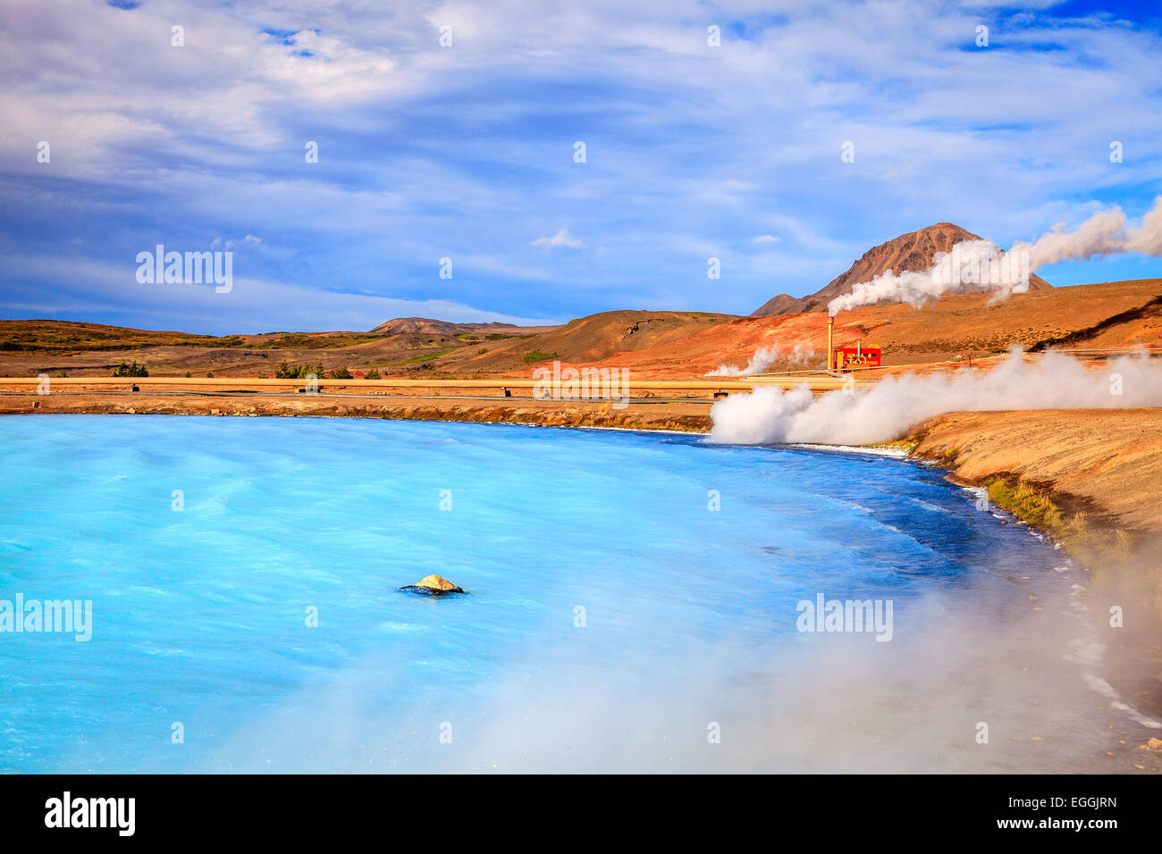 Geothermal power station and hot water lagoon in Iceland Stock Photo