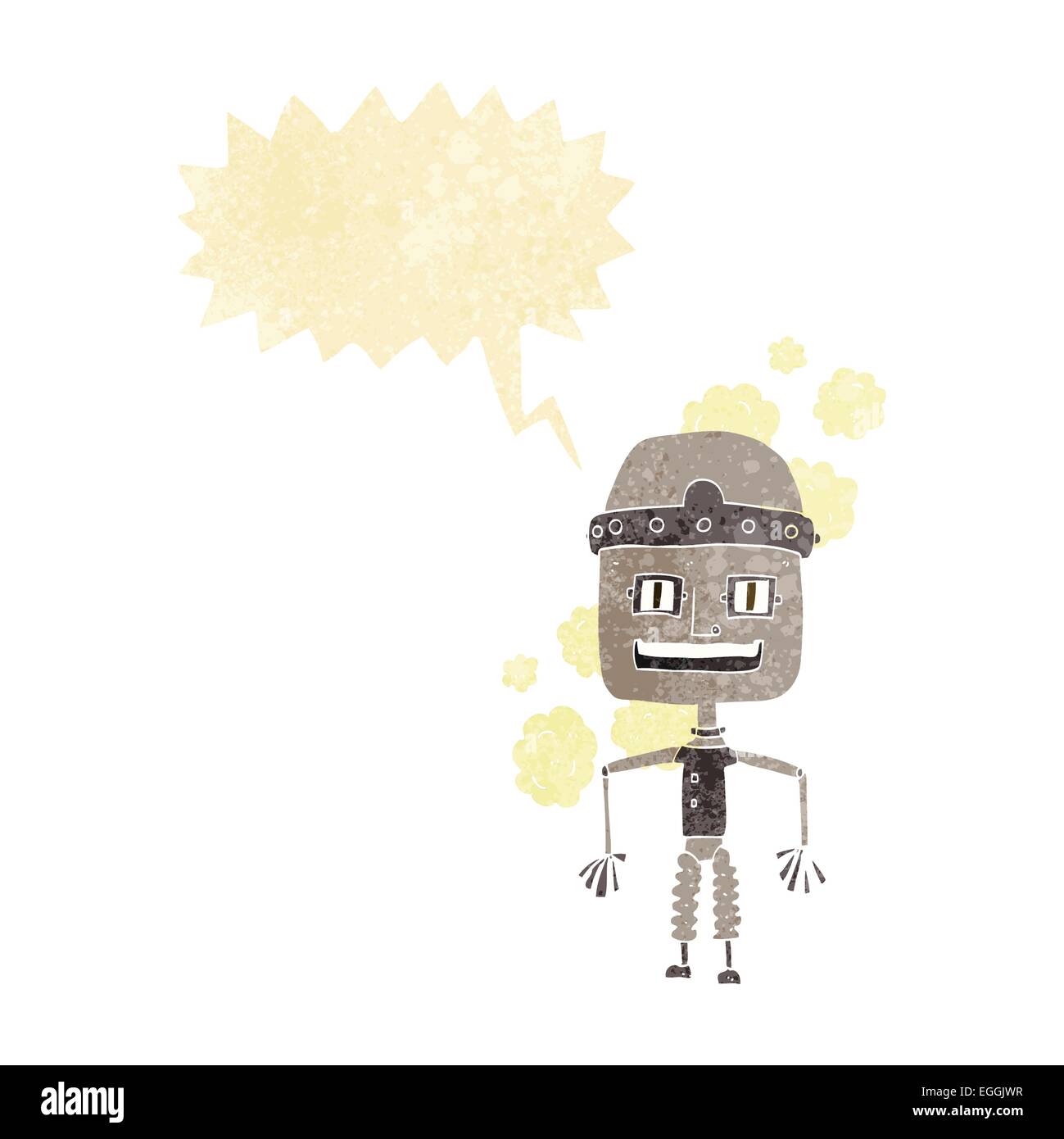 funny cartoon old robot with speech bubble Stock Vector Image & Art - Alamy