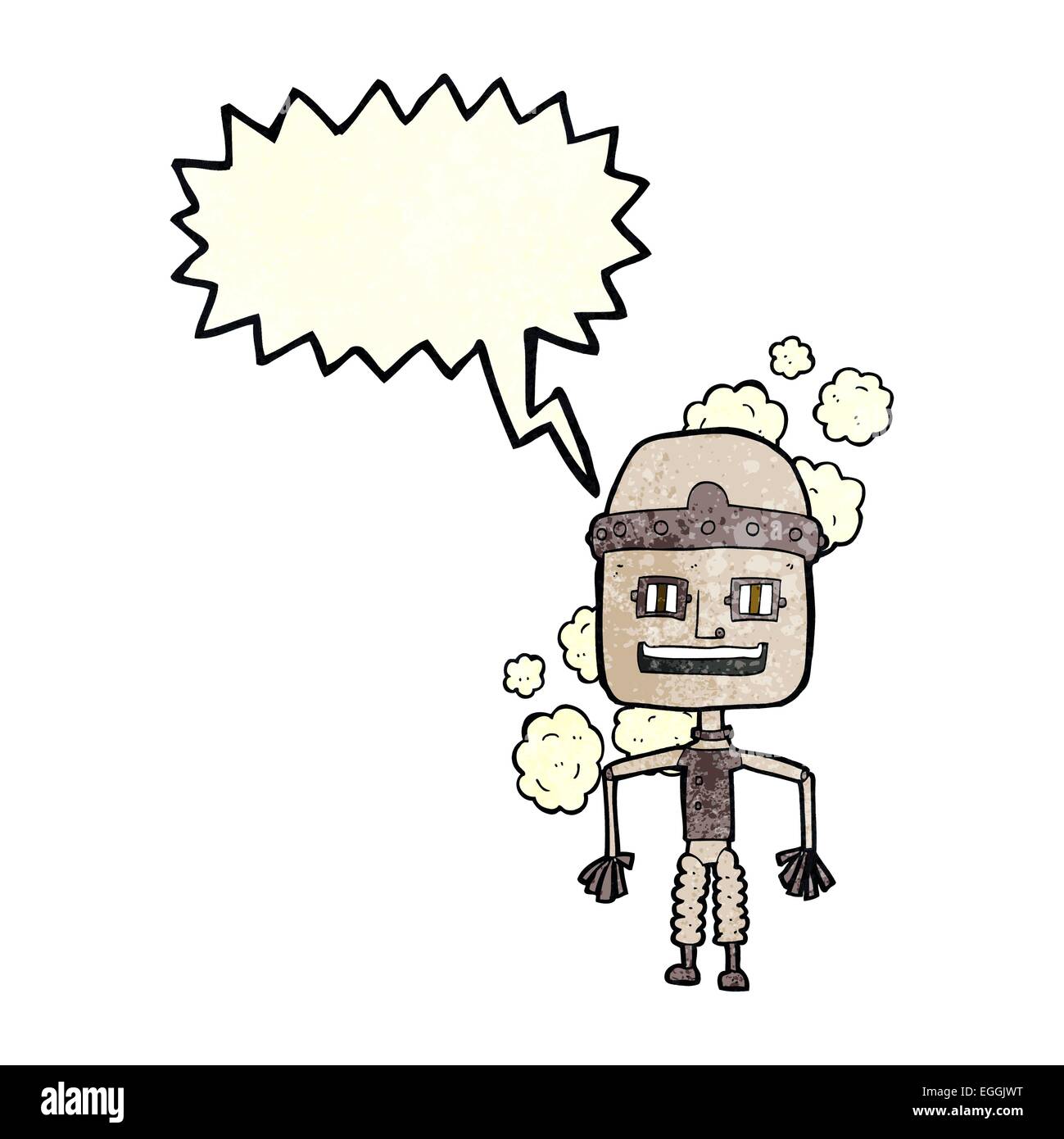funny cartoon old robot with speech bubble Stock Vector Image & Art - Alamy