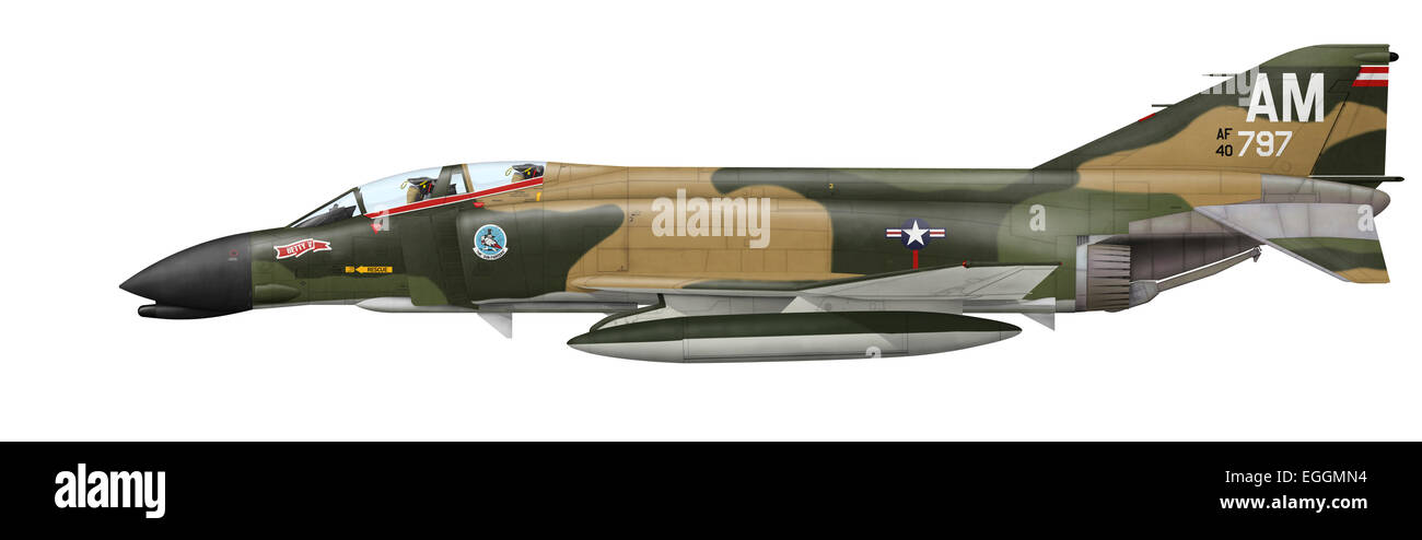 Illustration of an F-4C Phantom II of the 389th Tactical Fighter Squadron, 366th Tactical Fighter Wing, Da Nang Air Base, South Stock Photo