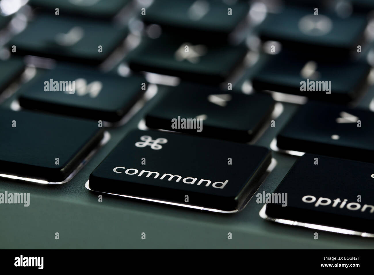 Illuminated Apple Macbook Pro keyboard option key - USA Stock Photo