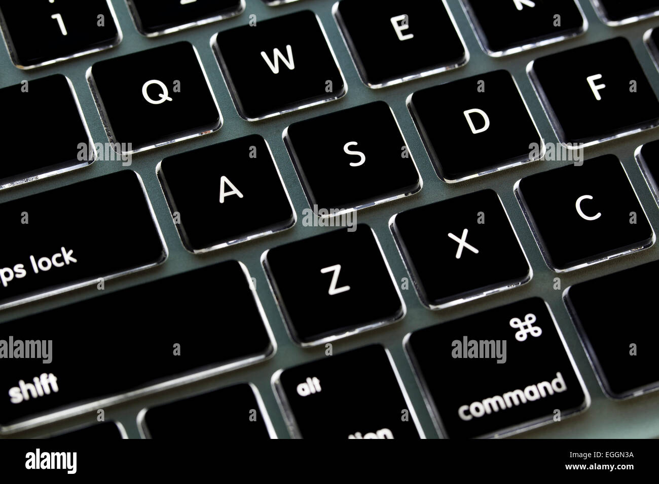 Illuminated Apple Macbook Pro keyboard - USA Stock Photo