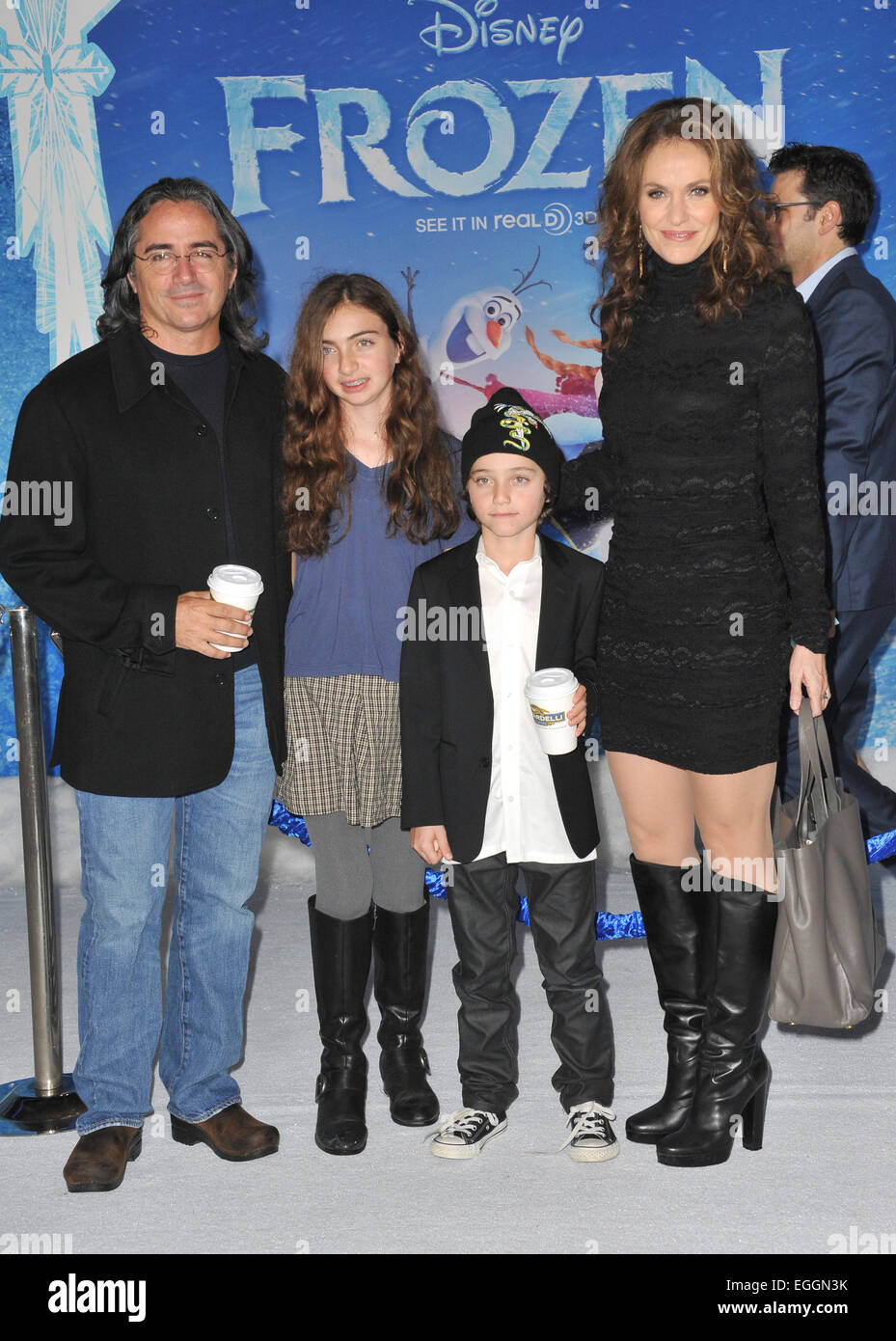 LOS ANGELES, CA - NOVEMBER 19, 2013: Amy Brenneman & husband Brad Silberling & children at the premiere of Disney's 'Frozen' at the El Capitan Theatre, Hollywood. Stock Photo