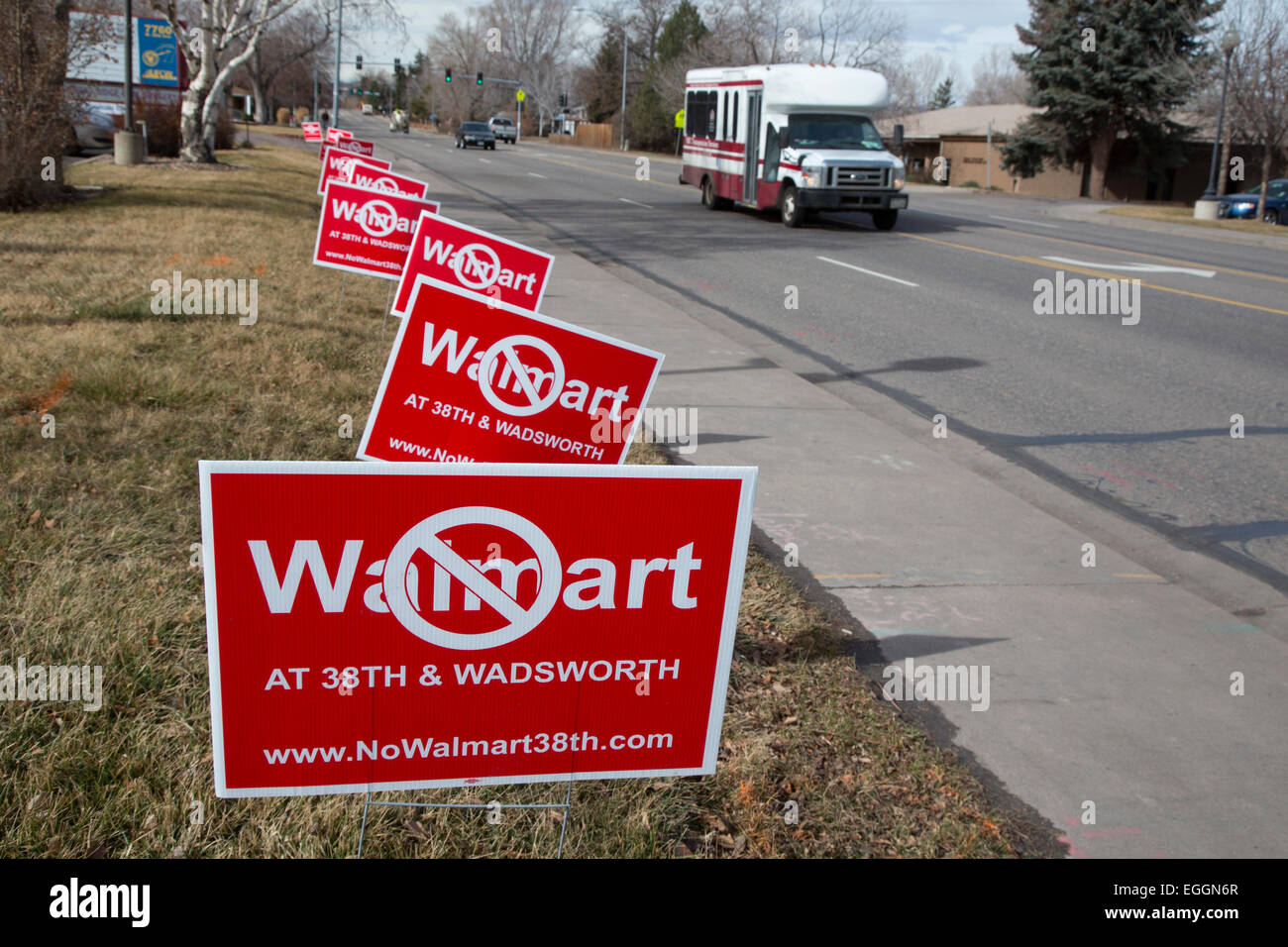 Wheat Ridge, Colorado Signs protest plans for a Walmart store in a
