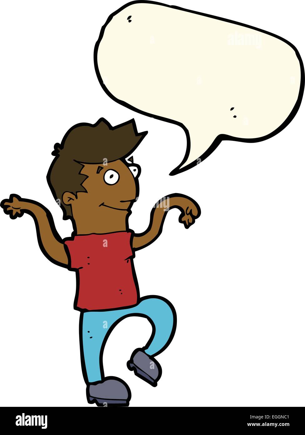 cartoon happy man doing funny dance with speech bubble Stock Vector ...