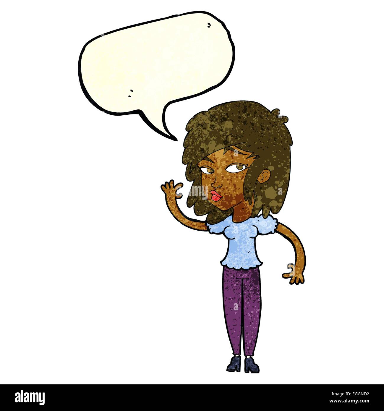 cartoon pretty woman waving with speech bubble Stock Vector Image & Art ...