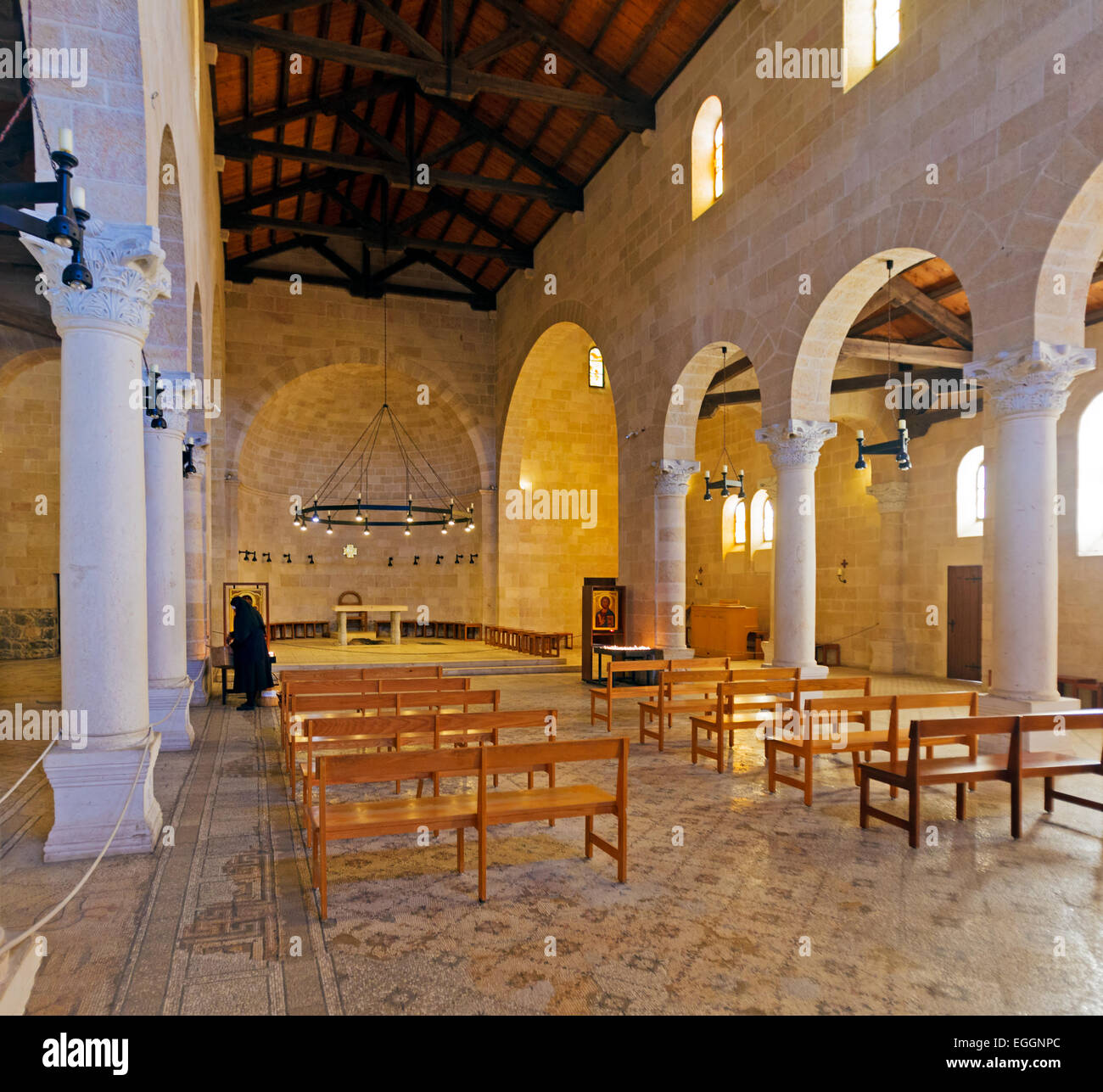 Famous Mosaic Floor in Church of Multiplication, Tabgha, Israel Stock Photo