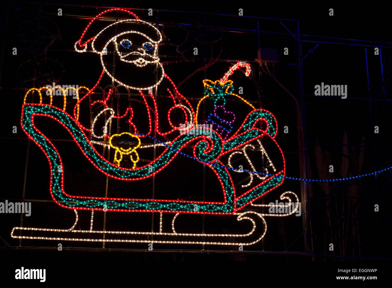 "Father Christmas" and sleigh, Angarrack [Christmas Lights], Cornwall