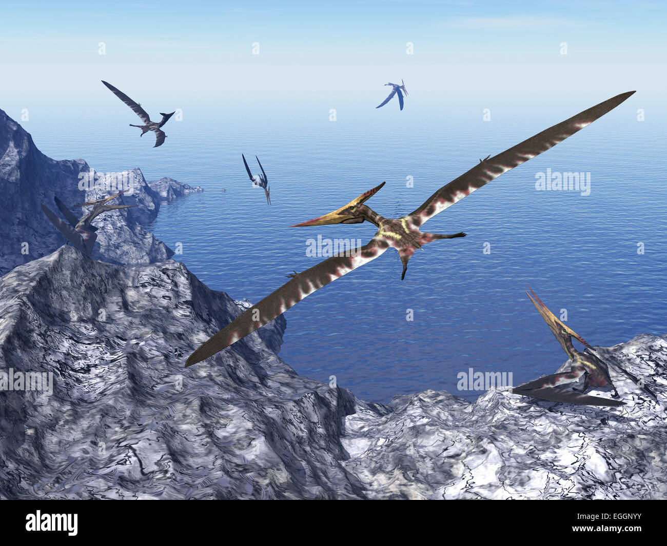 Pterodactyl or Pteranodon flying over the ocean, Stock Photo, Picture And  Low Budget Royalty Free Image. Pic. ESY-061325401