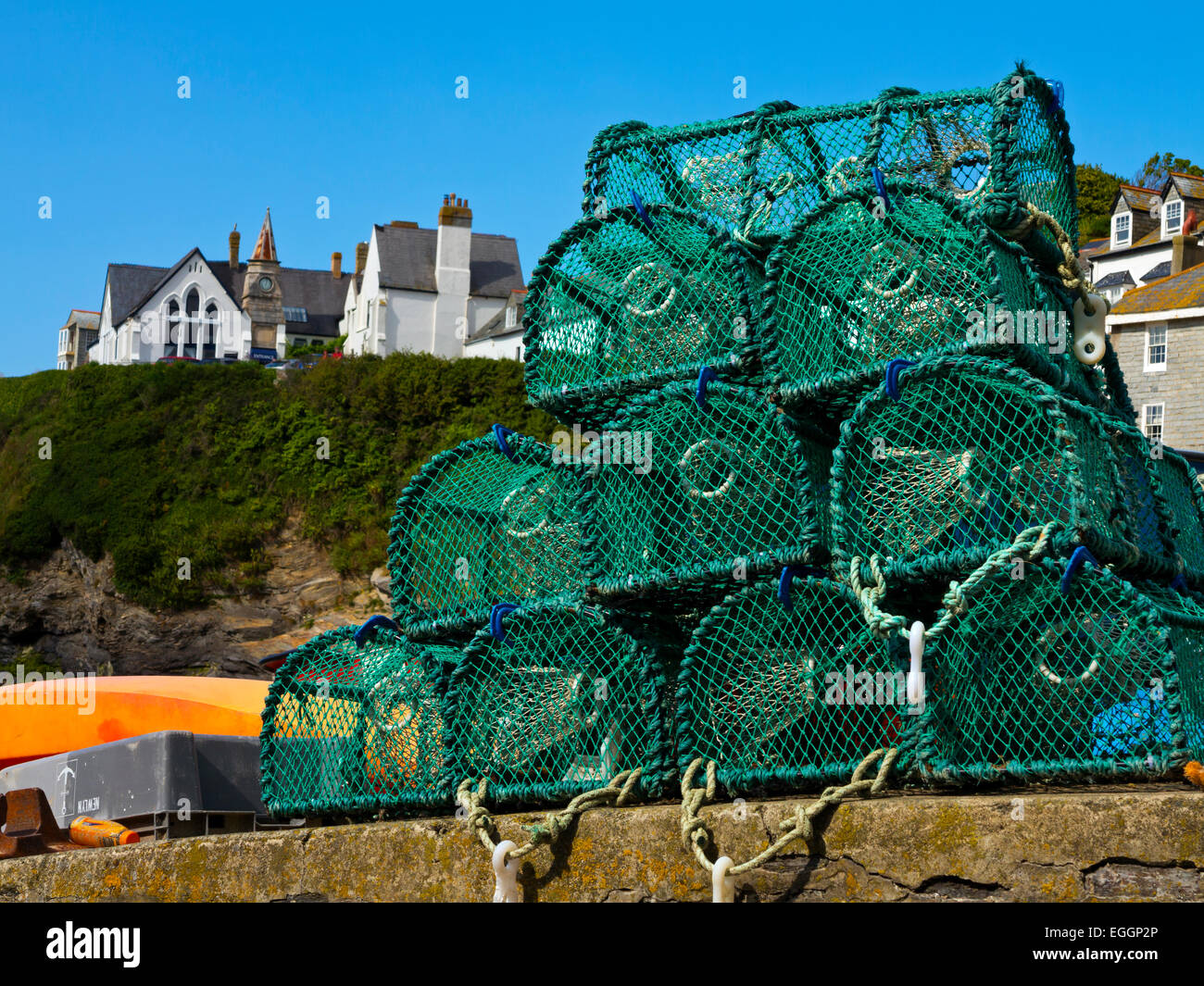 Lobster nets in the harbour at Port Isaac a picturesque fishing village