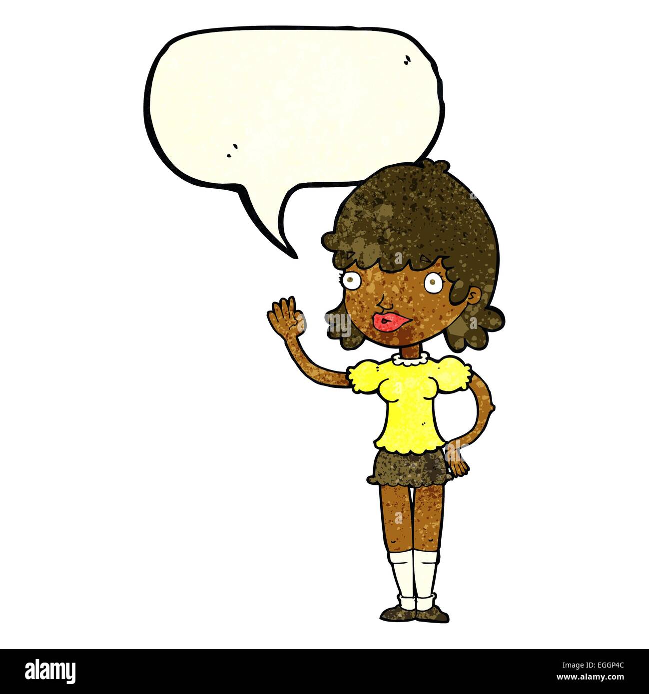 cartoon waving woman with speech bubble Stock Vector Image & Art - Alamy