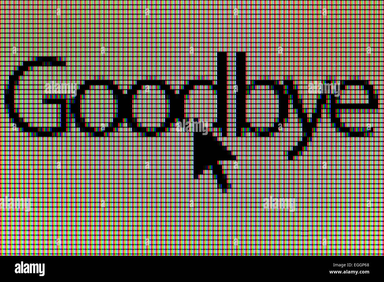 Closeup of word 'Goodbye' on LCD computer screen Stock Photo