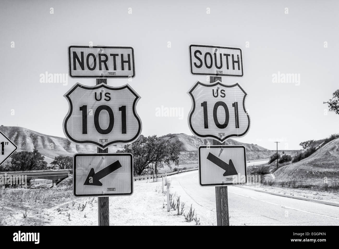 U.S. Highway 101 North and South road signs. California, United States