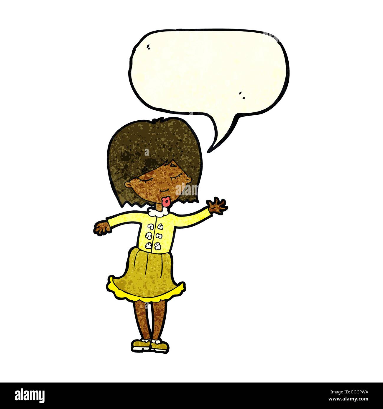 cartoon waving woman with speech bubble Stock Vector Image & Art - Alamy