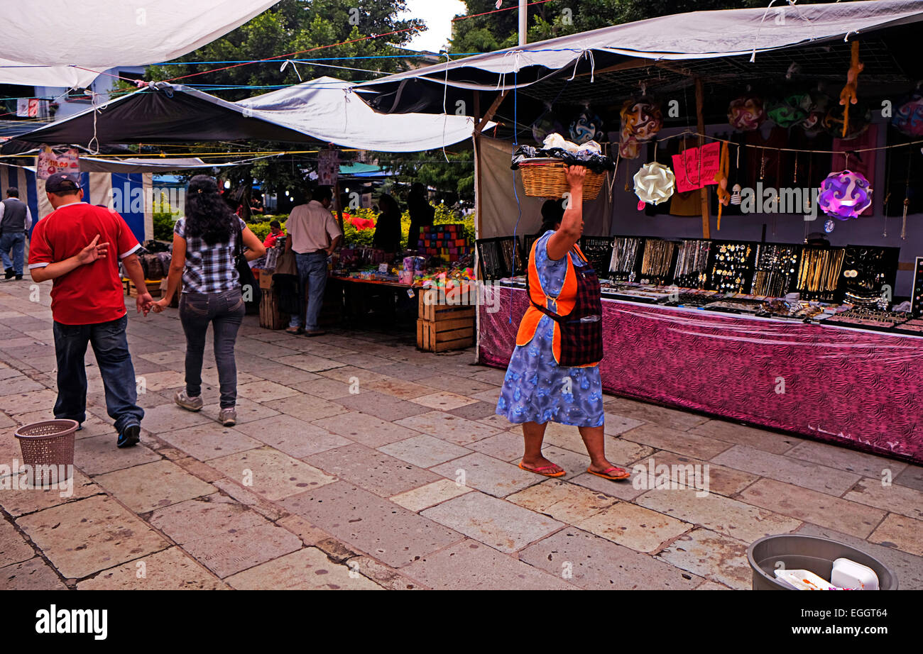 Street Market Scene in Oaxaca City Mexico Stock Photo
