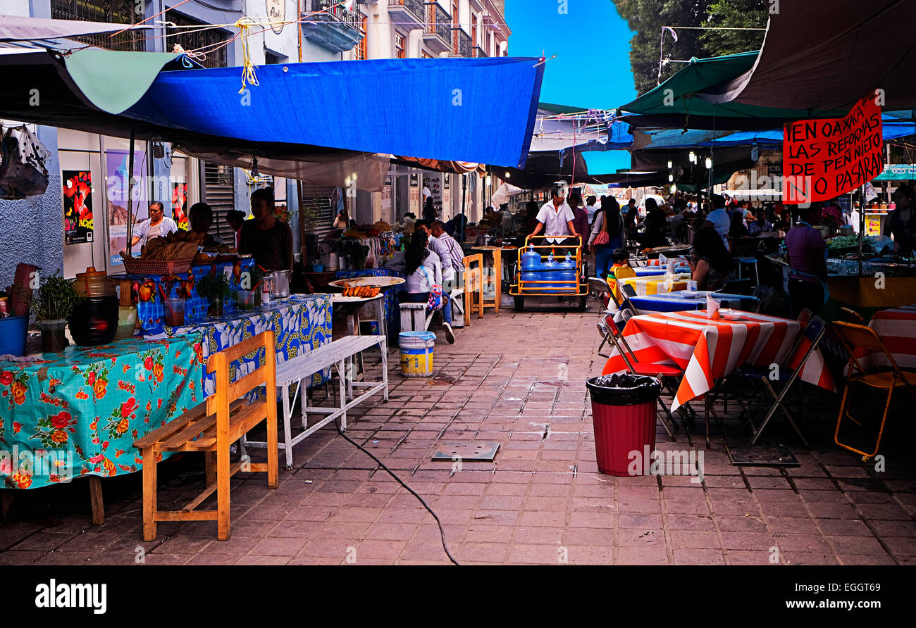 Street Market Scene in Oaxaca City Mexico Stock Photo