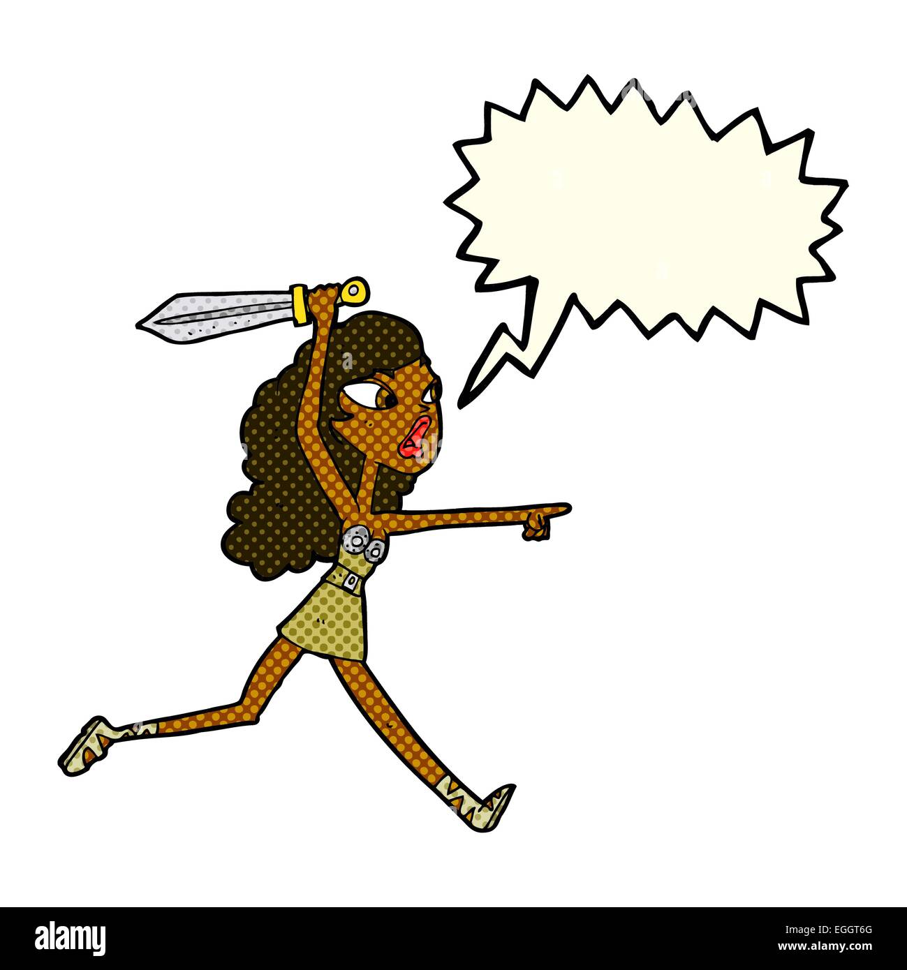 cartoon girl with sword with speech bubble Stock Vector Image & Art - Alamy