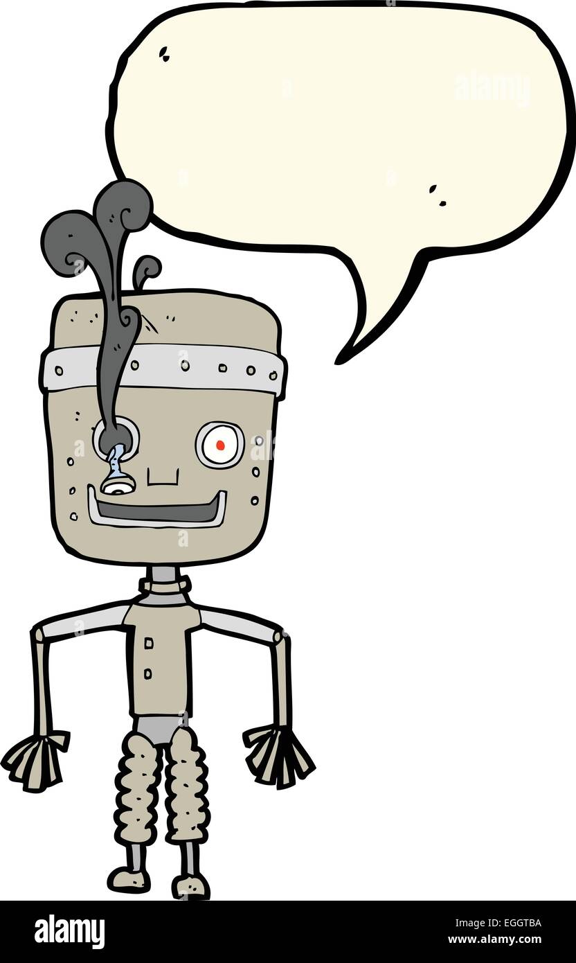 cartoon malfunctioning robot with speech bubble Stock Vector Image ...