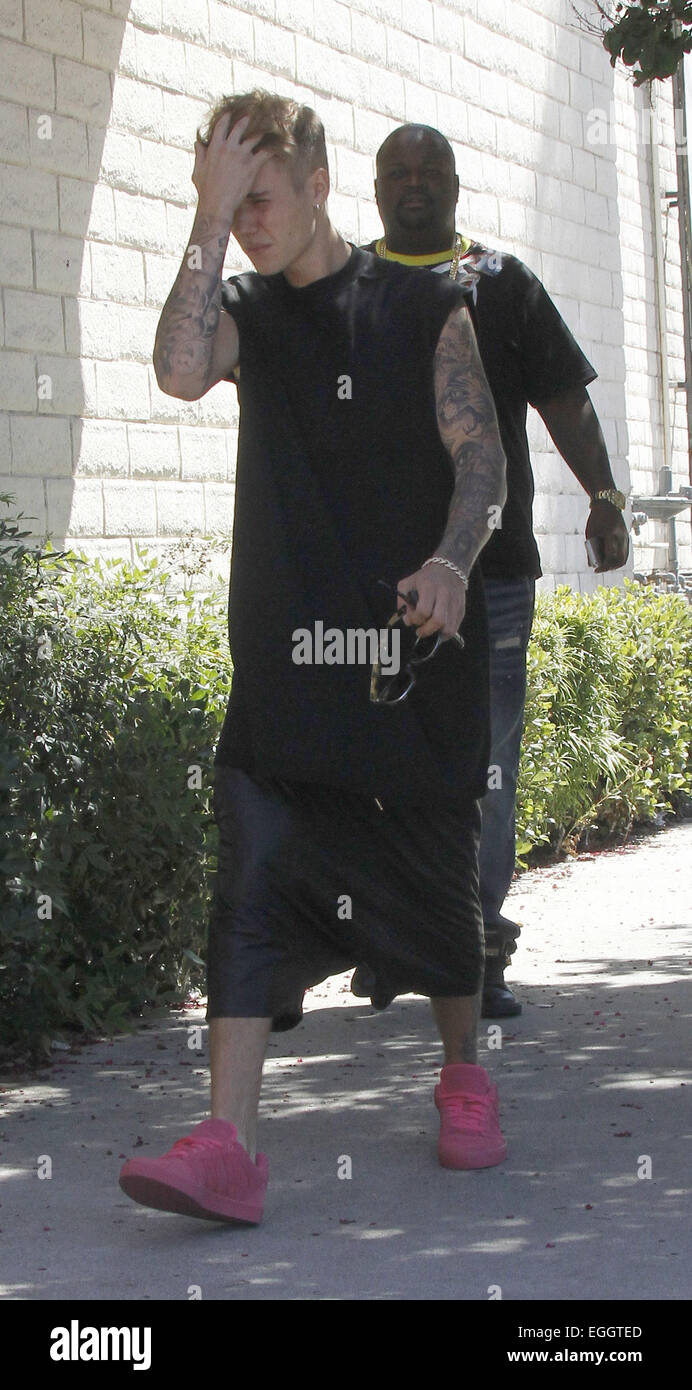 Justin Bieber arrives at Sushi Dan in Studio City in his Justin Bieber arrives at Sushi Dan in Studio City in his