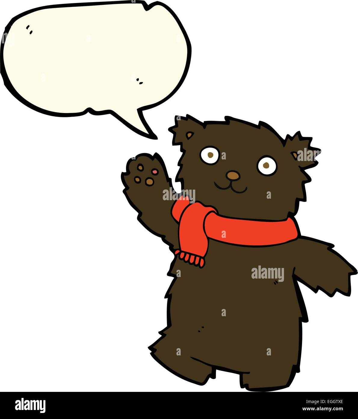 cartoon teddy bear wearing scarf with speech bubble Stock Vector Image ...