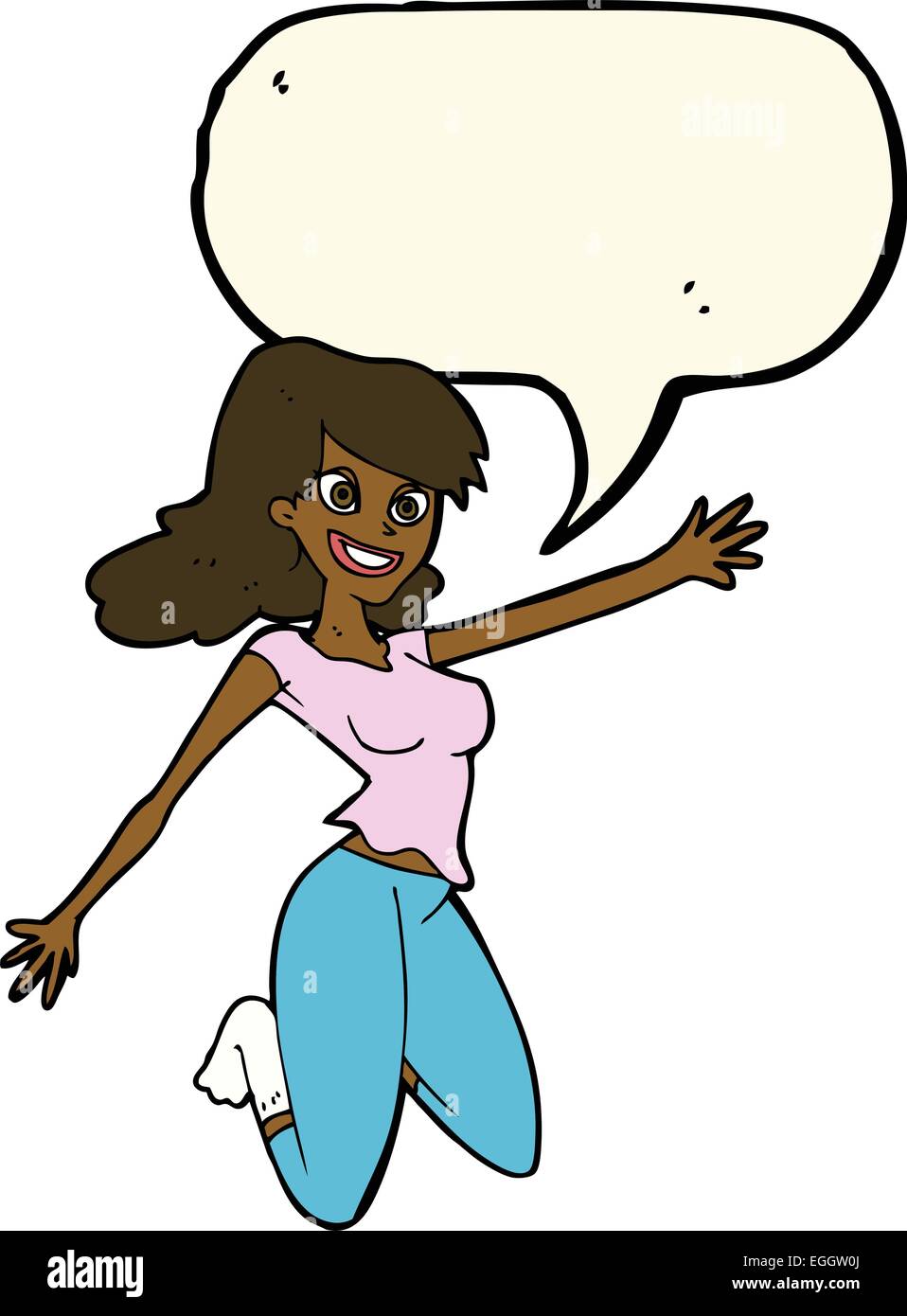 Cartoon jumping woman bubble hi-res stock photography and images - Alamy