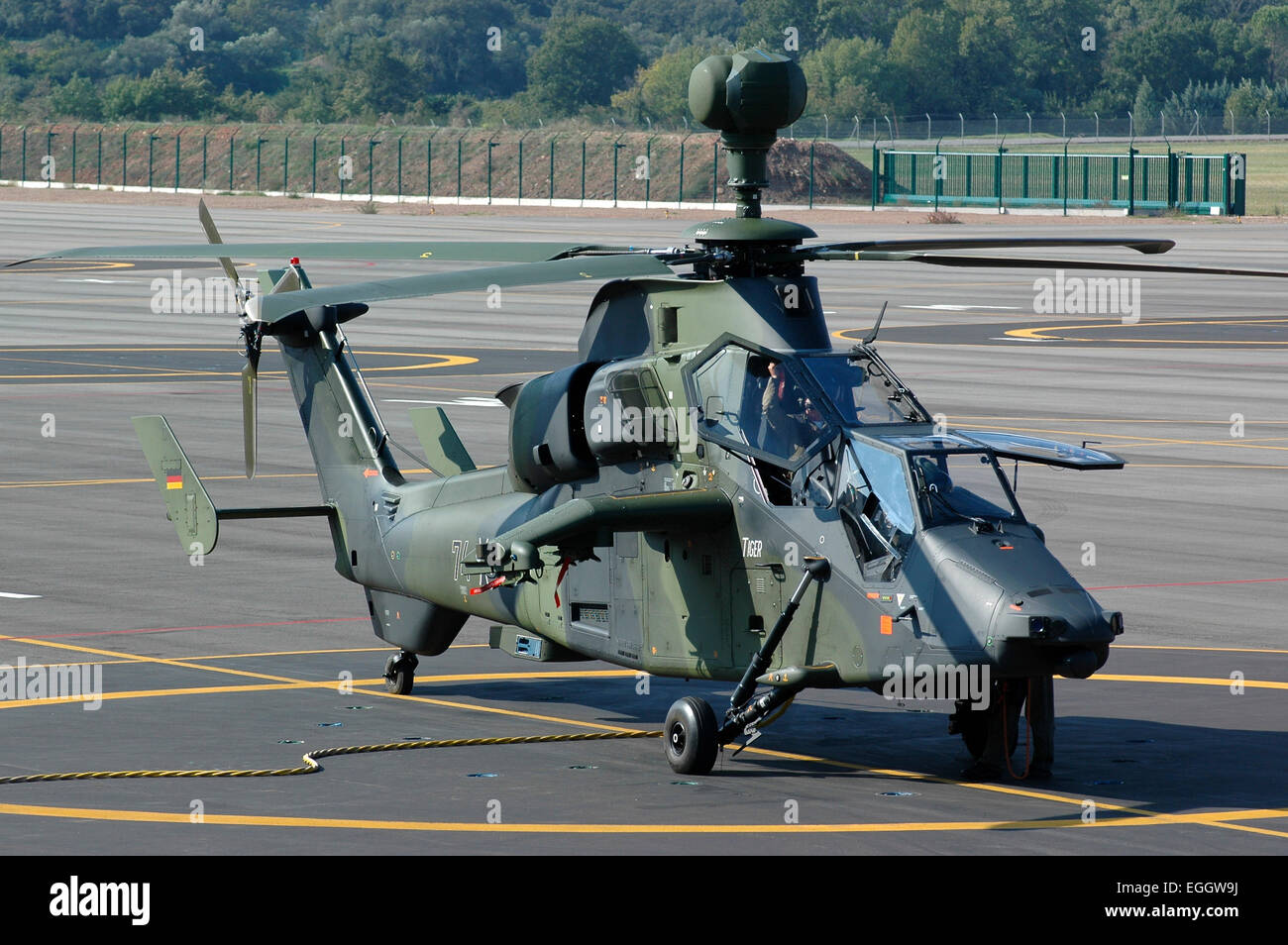 A Eurocopter Tiger attack helicopter of the German Army taken on the base at Le Luc, France. Stock Photo