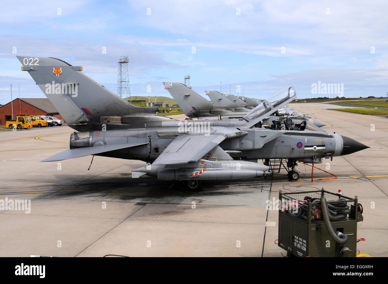 Tornado GR4 of the Royal Air Force on the airbase at RAF Lossiemouth, Scotland. Stock Photo