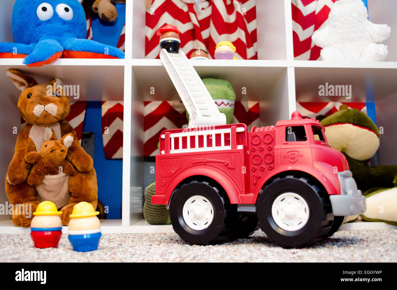 Toy fire truck rescue Stock Photo