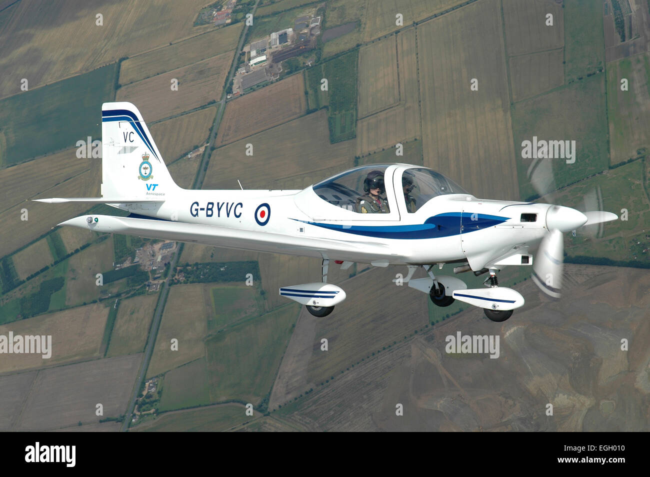 G-115 Tutor of the Cambridge University Air Squadron, Royal Air Force, taken in-flight over England. Stock Photo