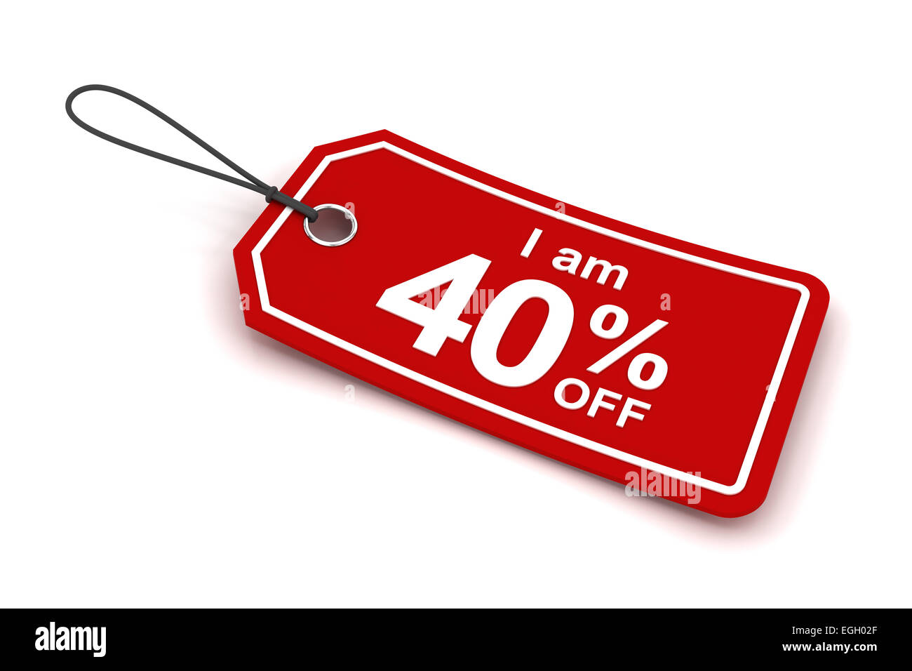 I am 40 percent off sale tag, 3d render Stock Photo