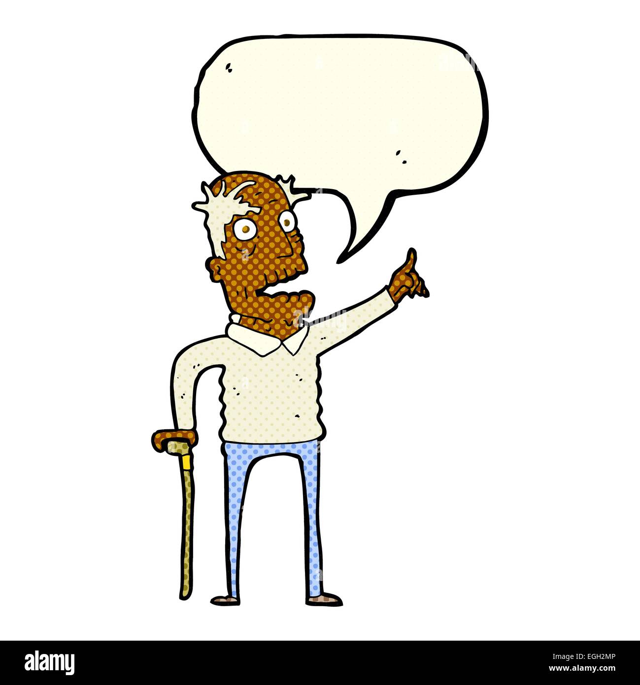 cartoon old man with walking stick with speech bubble Stock Vector ...