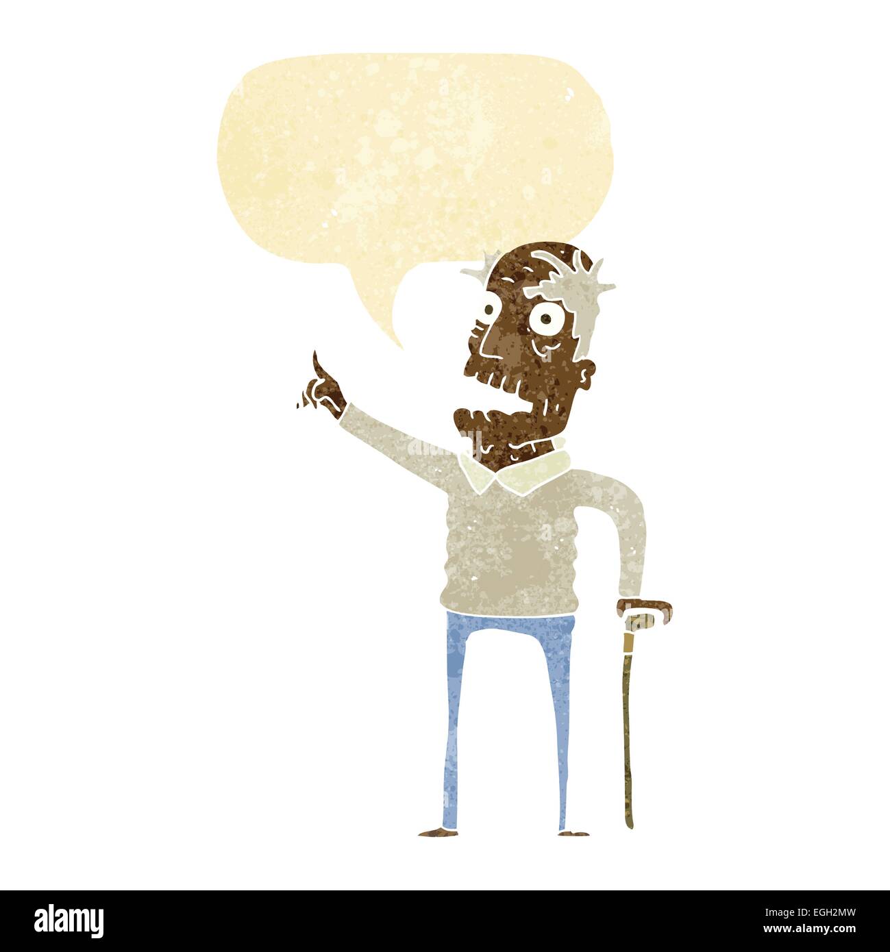 cartoon old man with walking stick with speech bubble Stock Vector ...
