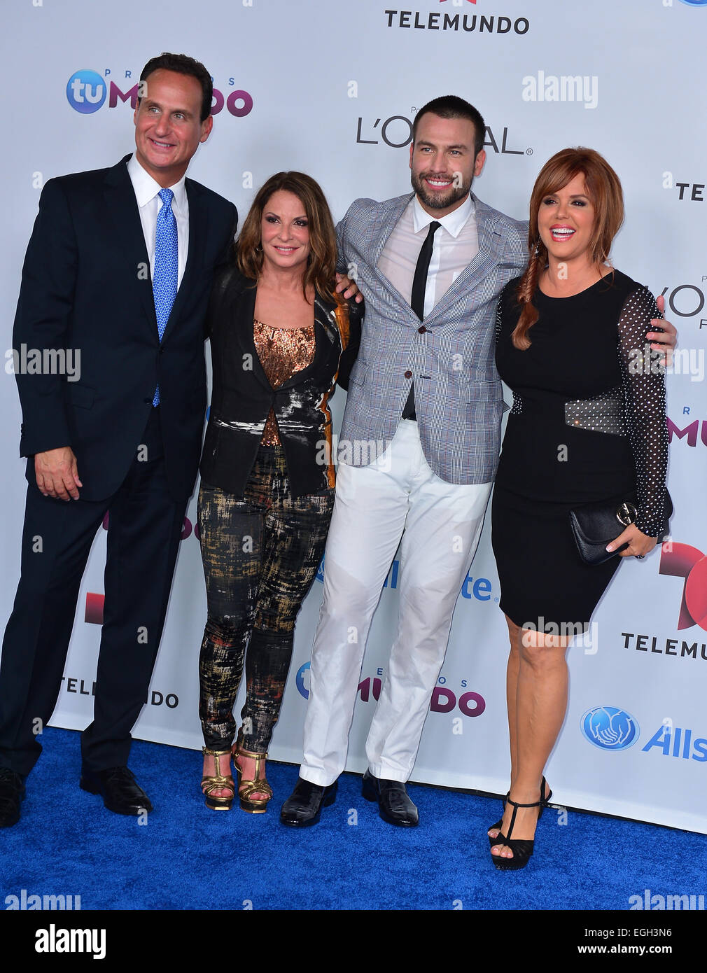Telemundo Premios Tu Mundo Awards 2014 - Arrivals Featuring: Jose Dias- Balart,Ana Maria Polo,Rafael Amaya,Celeste Arraras Where: Miami, Florida, United States When: 22 Aug 2014 Stock Photo