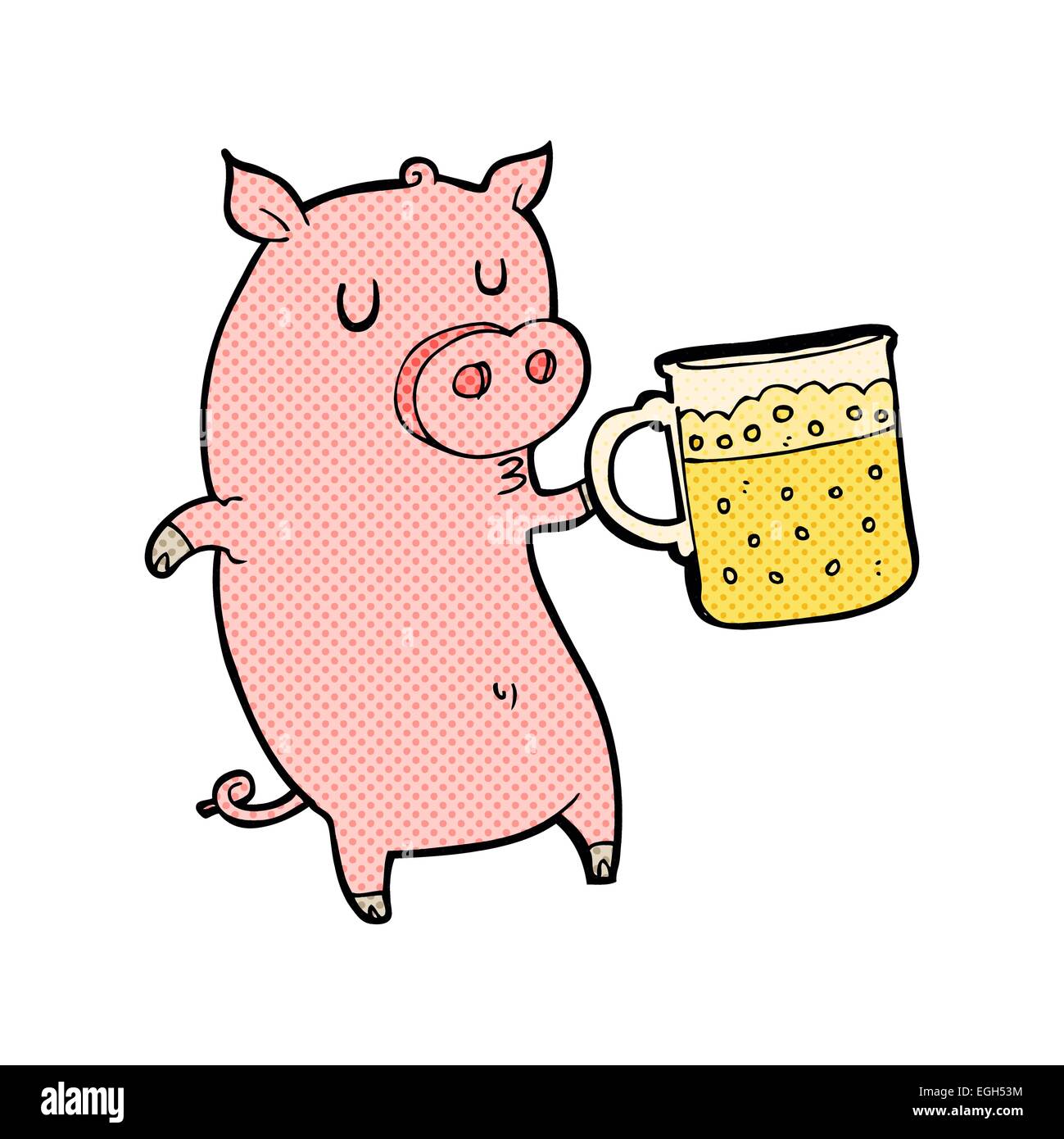 cartoon pig drinking a pint of beer Stock Vector Image & Art Alamy